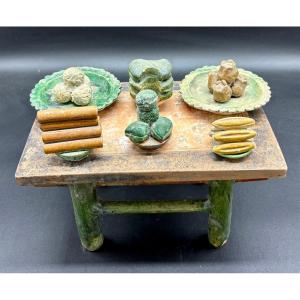China - Glazed Terracotta Food Table - Ming Dynasty - Tl