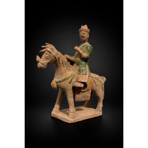 China - Musician Rider With Drum - Ming Dynasty - Tl