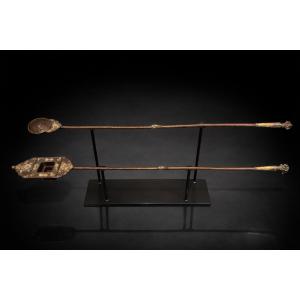 Himalayan Region (tibet / Nepal) - Rare Libatory Spoons - Gang-luk / Zuk-luk - 19th Century