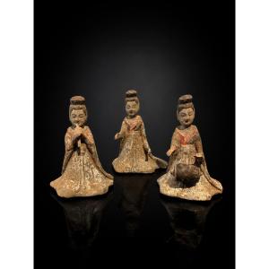 China - Group Of Three Female Musicians - Northern Wei Dynasty - Tl