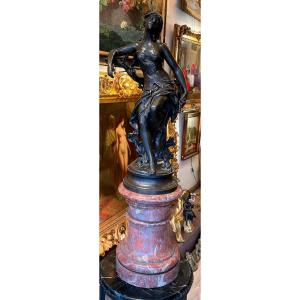 Bronze By Henri Honoré Plé (1853-1922) “nymph Resting On A Tree”