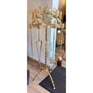 19th Century Louis XIV Style Fireplace Set In Gilt Bronze