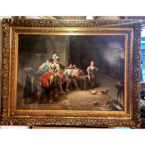 Painting By Luigi Baldero (19th Century): Tavern Scene 
