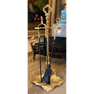 Louis XVI Style Late 19th Century Bronze Mantelpiece Set And Server