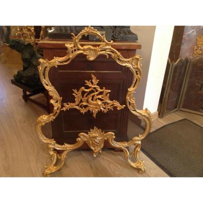 Pare Feu En Bronze Doré 19 éme Siècle