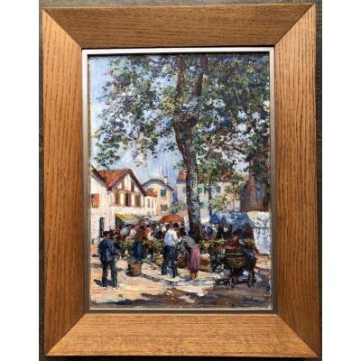 Louis Floutier - Market Scene In St-jean De Luz