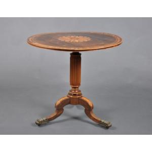 Charles X Period Target Pedestal Table In Rosewood, Attributed To Giroux