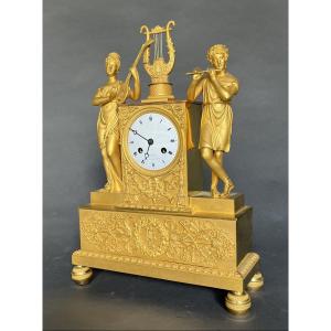 "euterpe And Pan" Gilt Bronze Clock From The Charles X Restoration Period