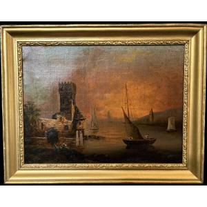 Dock Scene At Dusk, Signed J. Tardieu