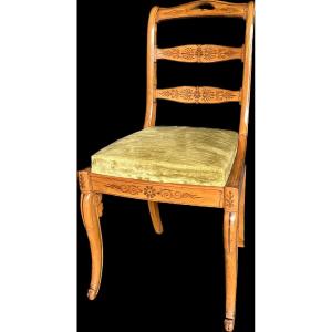Charles X Period Lemonwood Chair With Barrettes, Signed "tan"