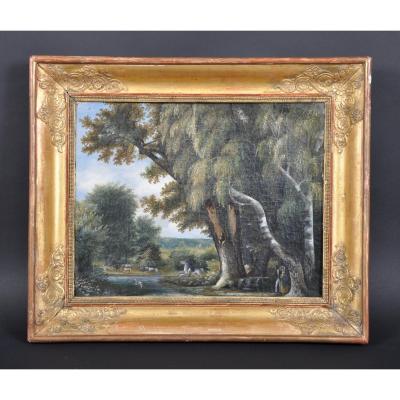 Landscape Animated, French School Of The Nineteenth Century