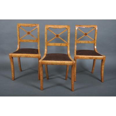 Suite Of Six Chairs Charles X Period Ash.