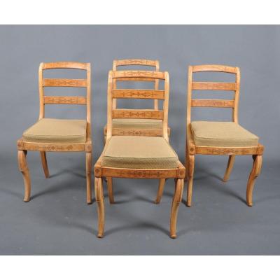 Suite Four Chairs Vintage Charles X Ash.