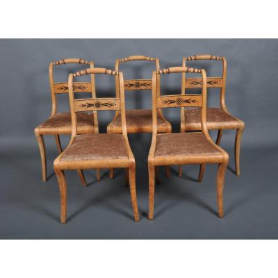 Suite Of Five Charles X Period Chairs By Jj Werner In Ash.