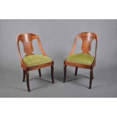 Pair Of Charles X Period Chairs In Rosewood Stamped Jeanselme.