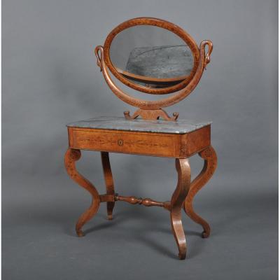 Charles X Period Dressing Table In Speckled Maple.