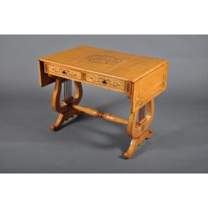 Table Desk With Flaps, Charles X Period In Maple