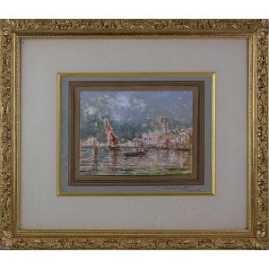 Charles-eugène Cousin. 19th/20th Century. “seen From Venice.”