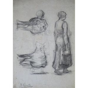 Henri Lerolle 1848-1929. “farmers And Cow Studies.”