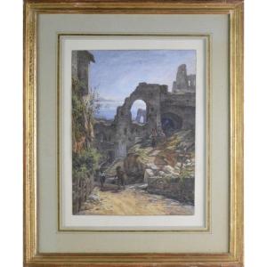 Dutch School 19th Century. “view Of Ruins In Cannes.”