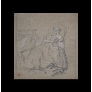 Adolphe Cals 1810-1880. "study Of A Woman In An Armchair."