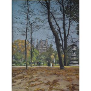 Edmé-émile Laborne 1837-1913. "the Flore Pavilion In Paris Seen From The Tuileries Gardens."