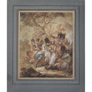 Jean-baptiste Le Paon 1736 Or 38-1785. French School. "military Halt."