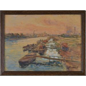 Gaston Prunier 1863-1927. "the Banks Of The Seine In Paris."