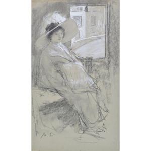 Antoine Calbet 1860-1944. "woman In A Car."