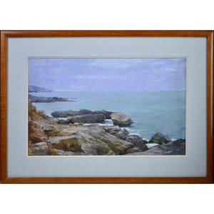 Louis-émile Minet 1841-1923. "the Red Rocks." French Riviera.