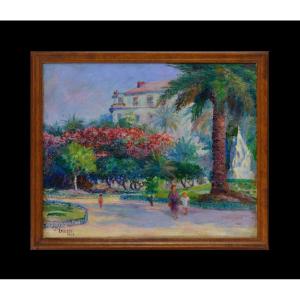 Henri Lelièvre, 19th/20th Century. "the Alsace-lorraine Garden In Nice."
