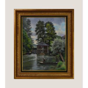 Paul Grob Born In 1858. "fisherman Near The Mill."