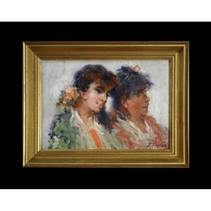 Spanish School, Early 20th Century. "two Portraits Of Women."
