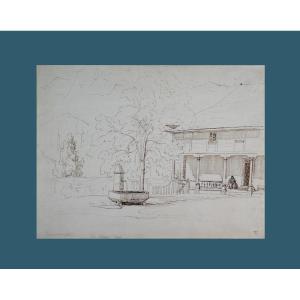 Théodore Caruelle d'Aligny 1798-1871. "figure In Front Of A House In Grindelwald."