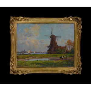 Victor Brugairolles 1869-1936. “view Of Dordrecht.”