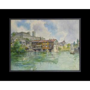 F. Leteurtre 19th/20th Century. "verdun Seen From The Bishopric."