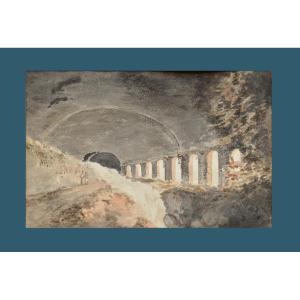 19th Century French School. "waterfall Of The Villa Mécène." Near Tivoli.