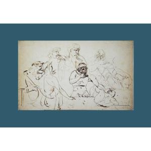 Luigi Sabatelli 1772-1850. Italian School. “scene With Dante.”