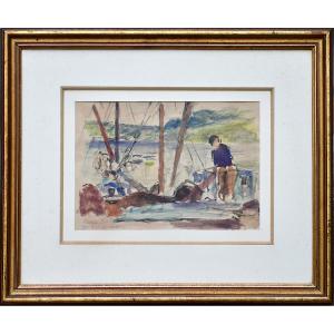 Charles Emmanuel Jodelet 1883-1969. "fisherman In Douarnenez."