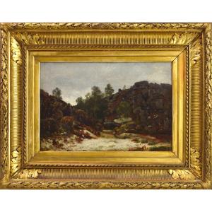 Constant Dutilleux 1807-1865. "rock In The Fontainebleau Forest."