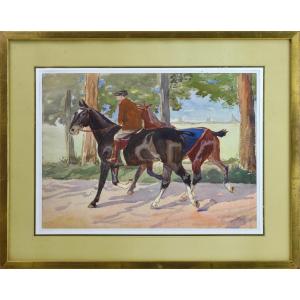 Pierre Olivier Dubaut 1886-1968. "lad Bringing A Horse Back To The Stable."