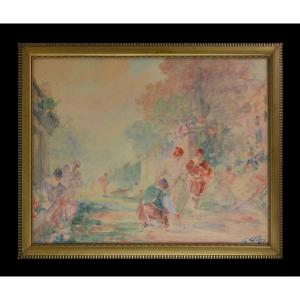 Gabriel Griffon 1866-1938. "figures In A Park."