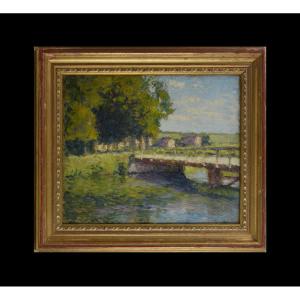 Oscar Koelliker, Born In 1882 In Neuchâtel. Swiss School. "bridge At Saint Remy (eure)."