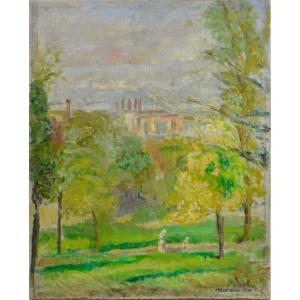 Ernest Quost 1844-1931. "view Of A Park Near Paris."