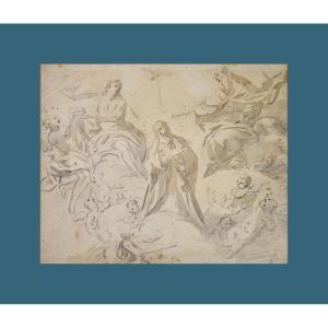 Italian School, 18th Century. "the Coronation Of The Virgin."