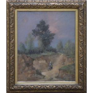 René Billotte 1846-1915. "woman And Child In A Landscape."