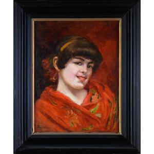  Madrazo. Spanish School Circa 1900. "portrait Of A Woman." 