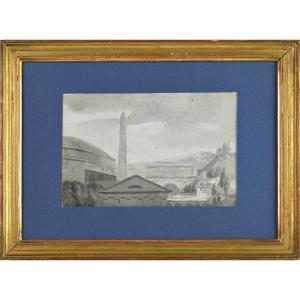 Jacques Louis David (entourage) 1748-1825. “architectures (rome?).”