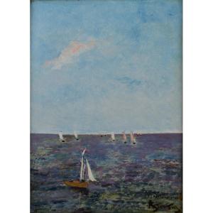 Alfred émile Léopold Stevens 1823-1906. Belgian School. "régatta."