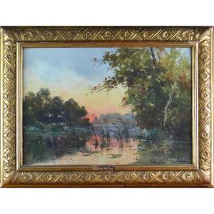 French School, Early 20th Century. "landscape With Pond."